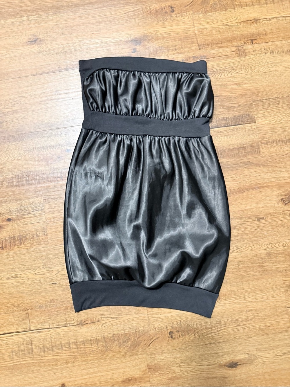 Strapless Black Satin Bubble Dress